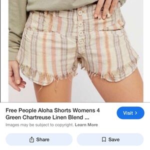 Free People Cream and Tan High Waist Shorts